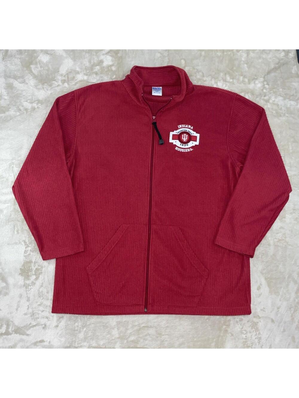 Vintage Golden Grove Corduroy Full Zip Red Indiana Hoosiers Sweatshirt Size XXL